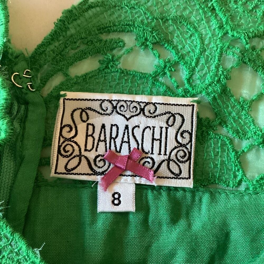 Yoana Baraschi Anthropologie 100% Silk Lace Overlay Sz 8 Emerald Green - Picture 9 of 10